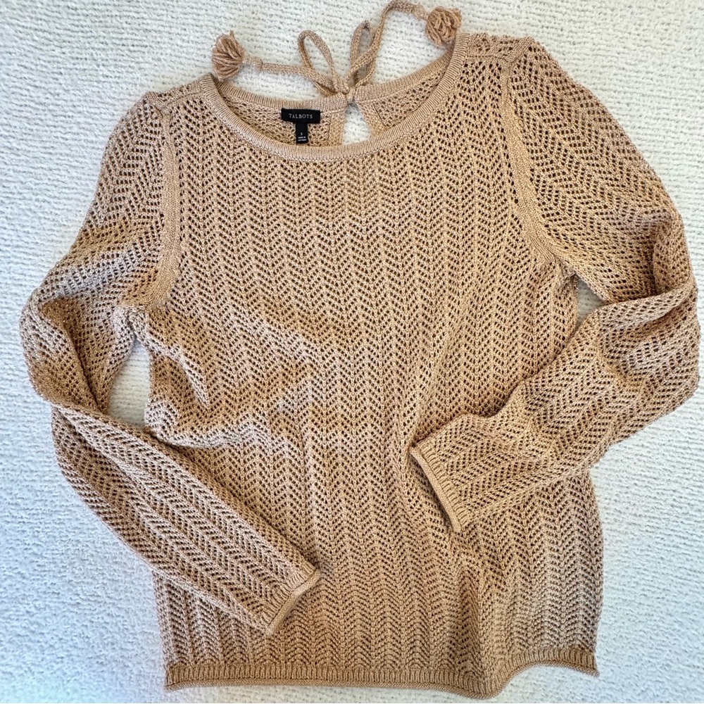Talbot’s Chevron Stitch Tie Back Sweater S